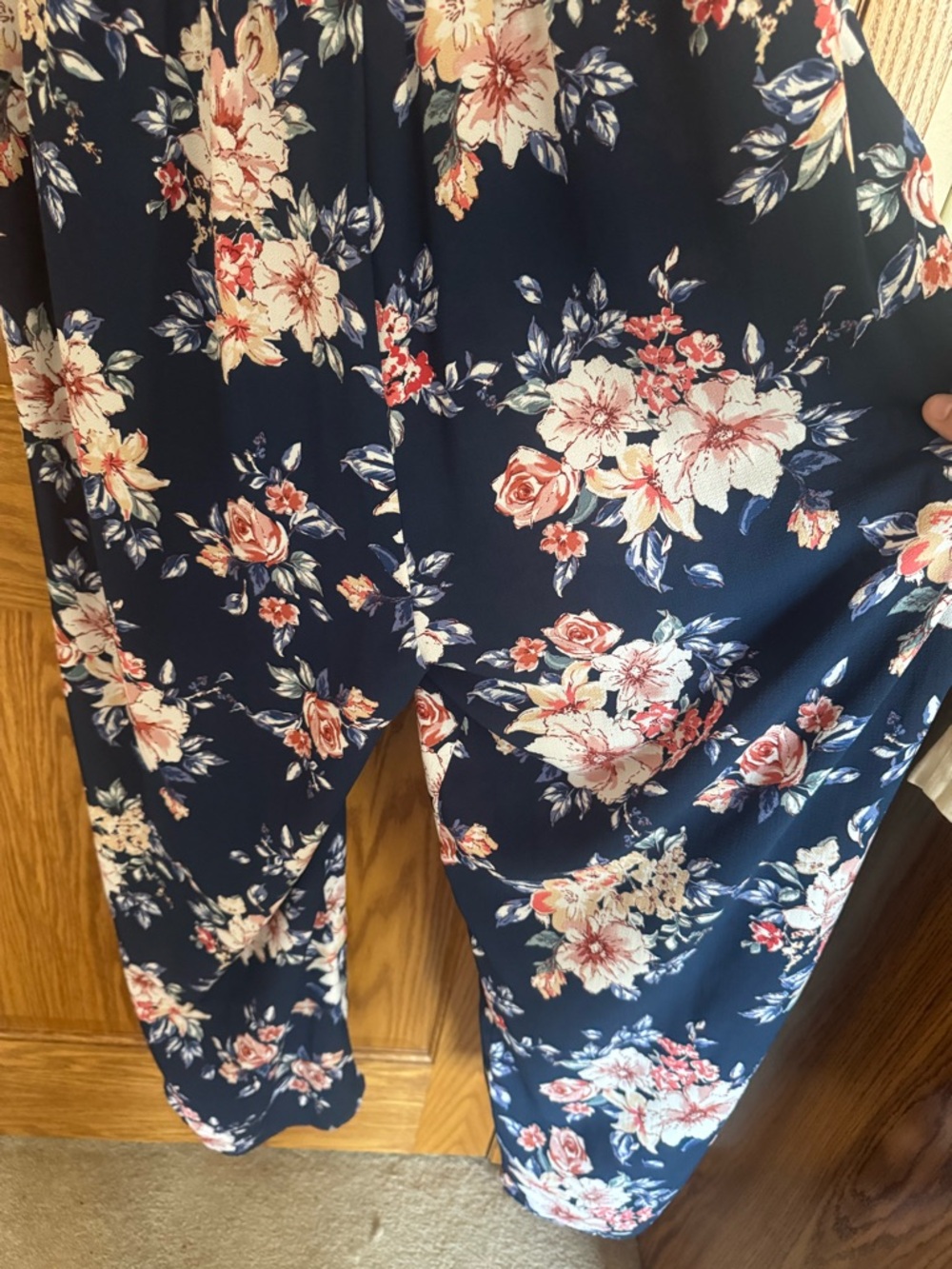 Xhilaration Navy Floral Wrap Jumpsuit - XL - Picture 5 of 7